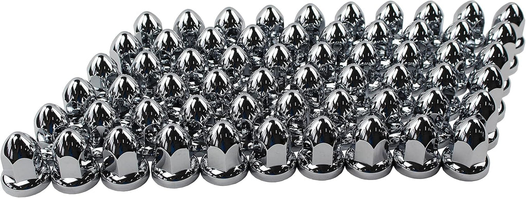 ABS Chrome Plastic 33mm Push-on Bullet Flanged Lug Nut Covers Pack of 40 N94107