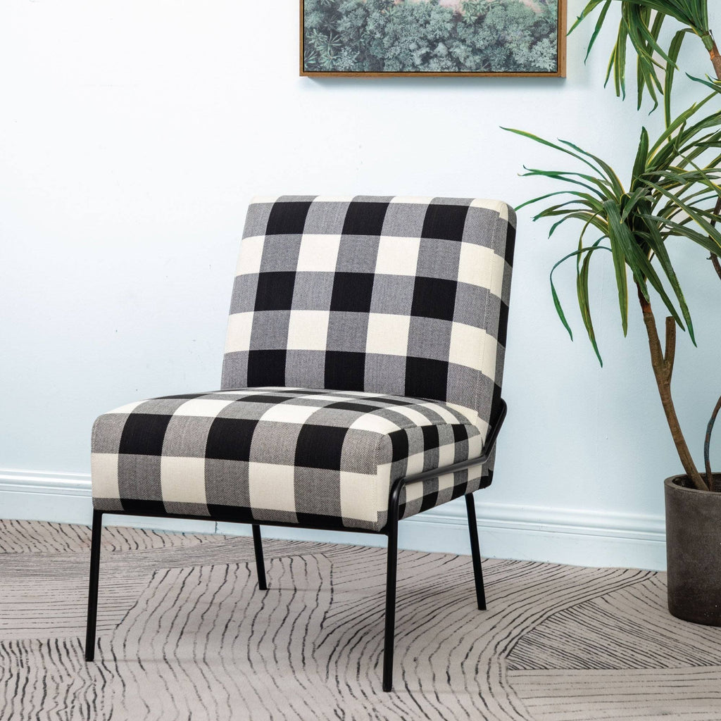 Walnut Faux Leather Armless Accent Chair O104