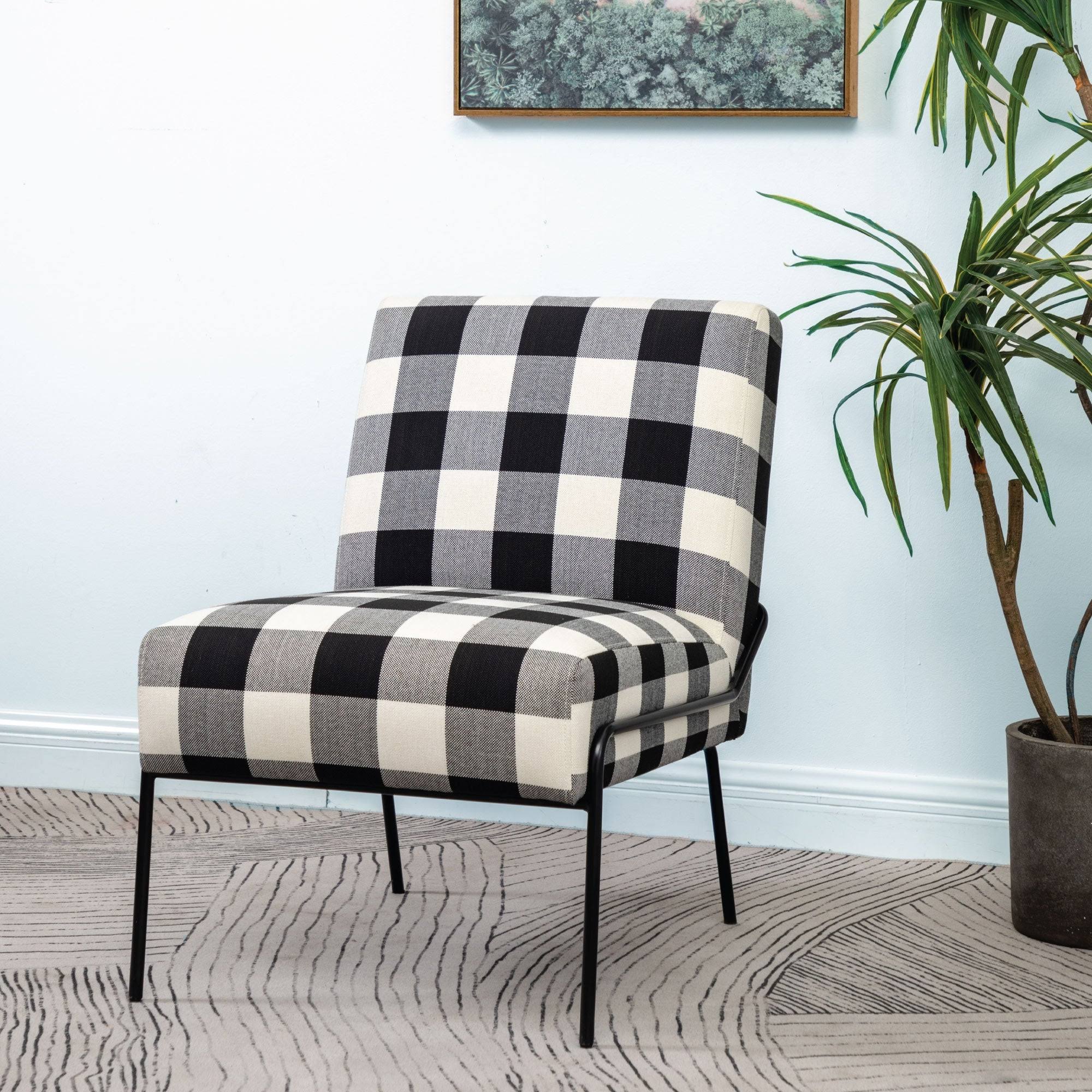Walnut Faux Leather Armless Accent Chair O104