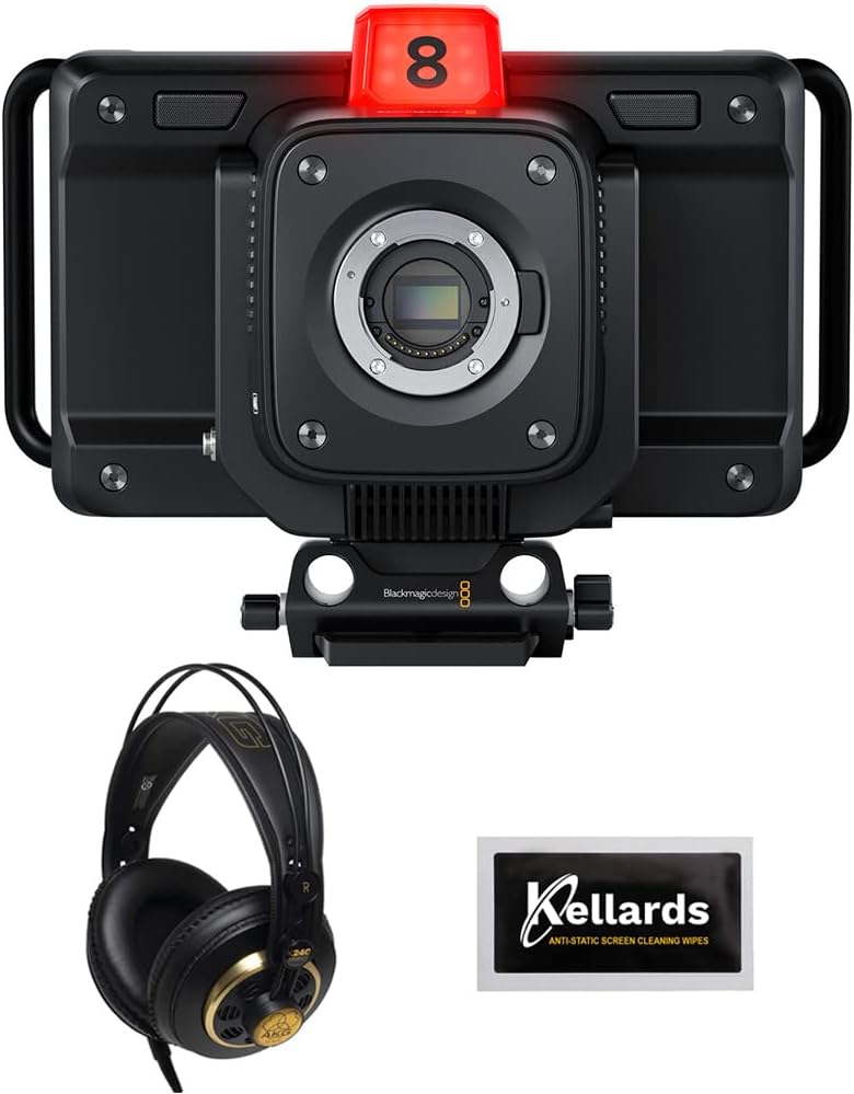 Blackmagic Studio Camera 4K Plus Bundle with AKG K240 Studio Pro Headphones and Screen Cleaning Wipes U418203