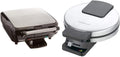 Cuisinart WAF-150 4-Slice Belgian Maker Waffle Iron, Single, Silver & WMR-CA Round Classic Waffle Maker, Silver, 1 C162898