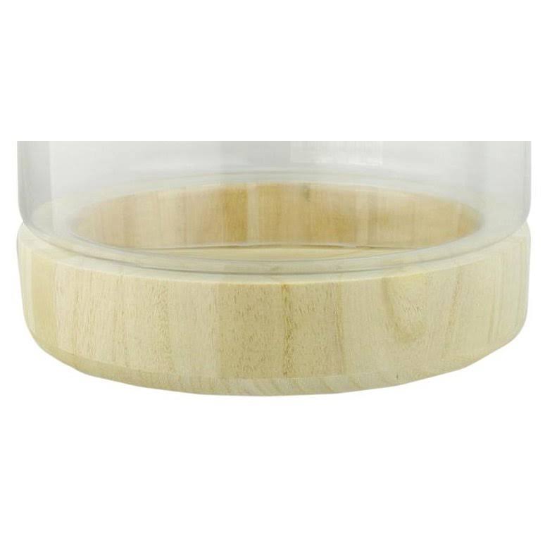 12.5x22 Transparent Glass Hurricane with Wooden Lid and Base E985