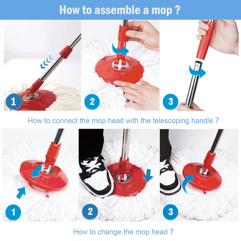 Red Spin Mop and Bucket System with Wringer Set T360520