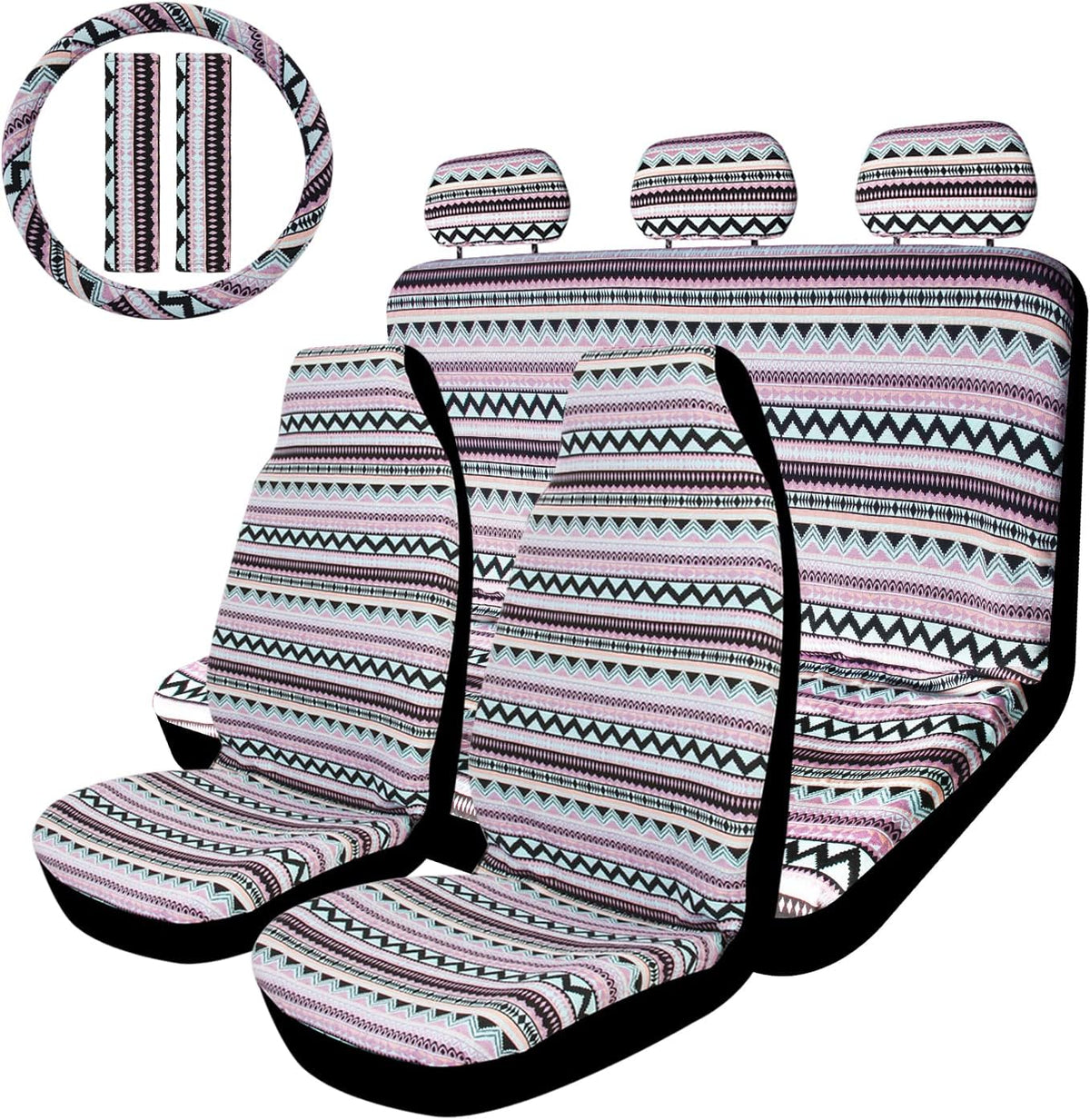 Beige Woven Seat Cover with Steering Wheel Cover R729541