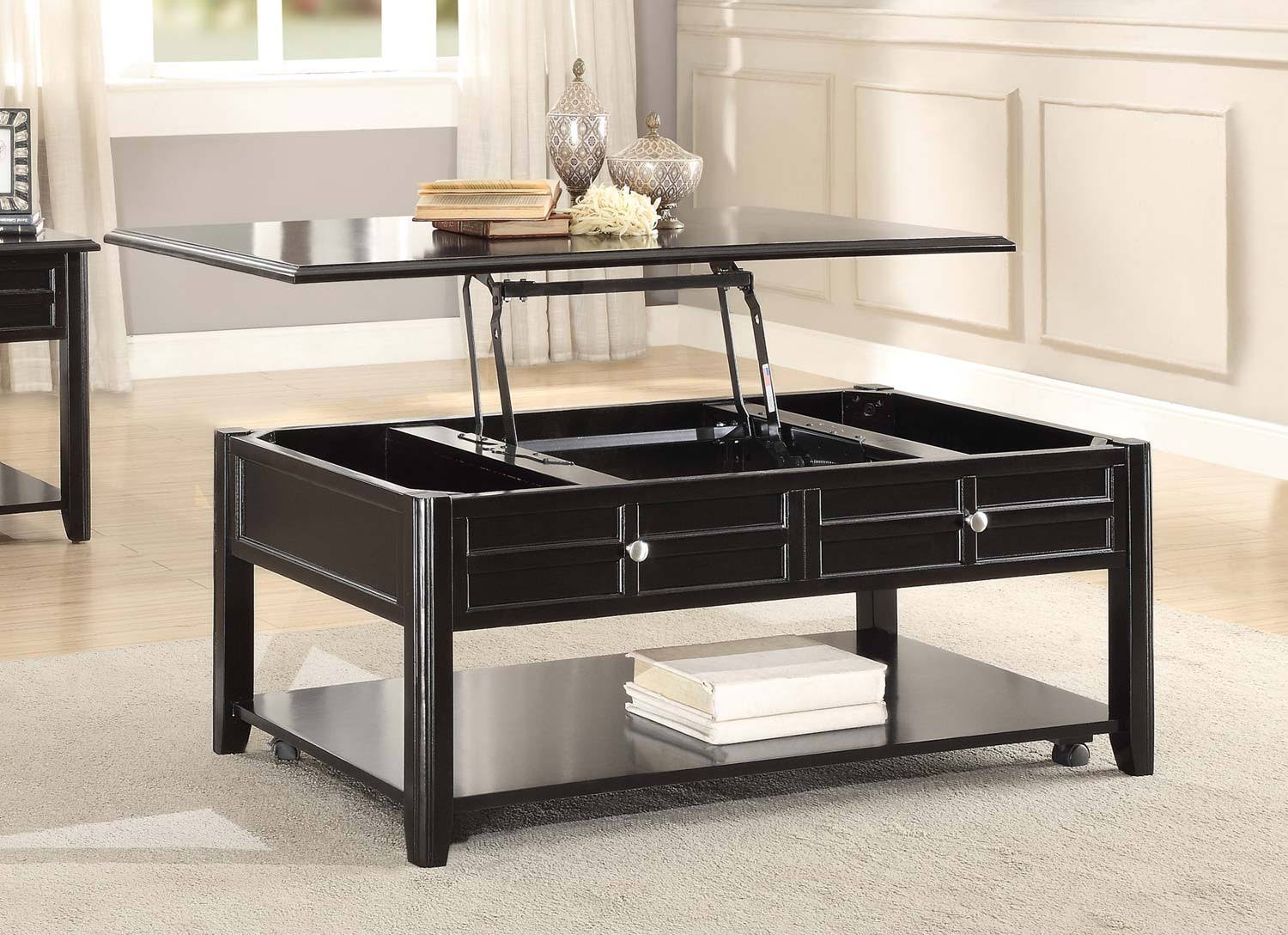 Espresso Lift Top Cocktail Table with Casters O348181