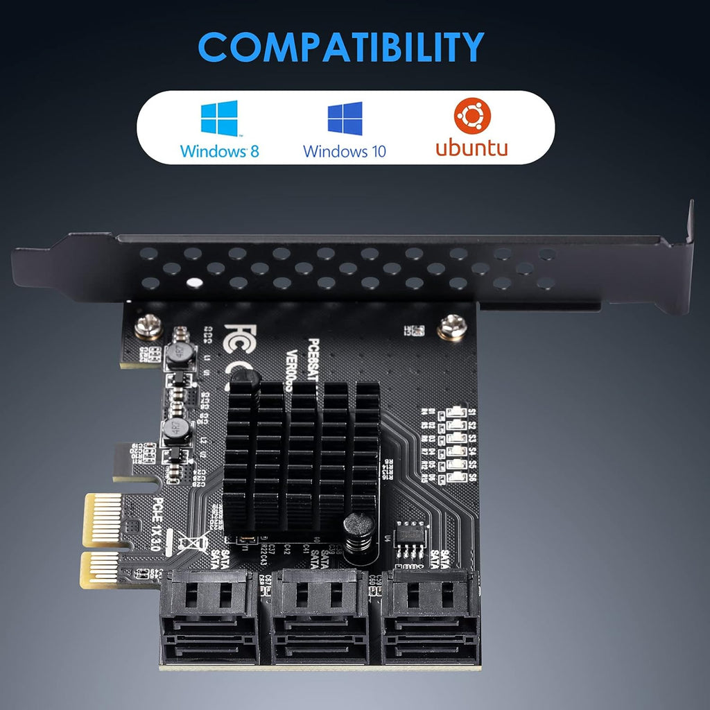 PCIe 4X SATA Card, 6 Ports, Non-Raid, SATA 3.0 B85698