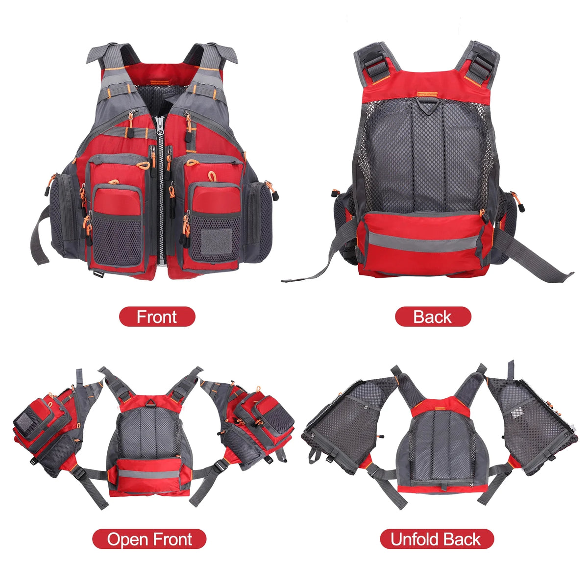 209lb Breathable Padded Polyester Mesh Fishing Life Vest W830006