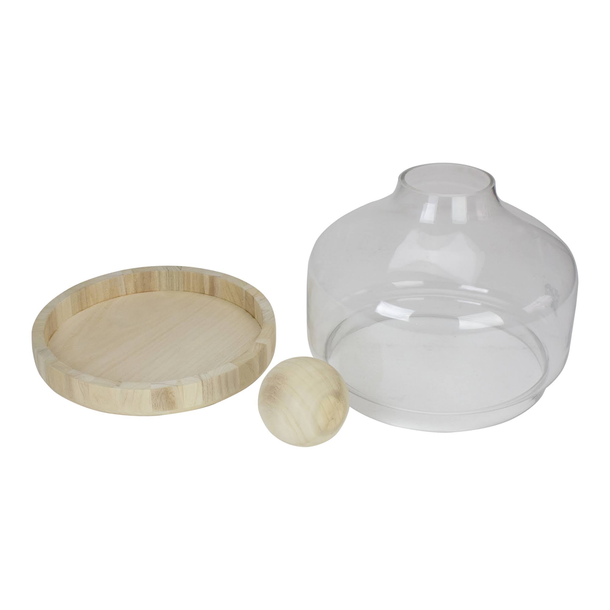 12.5x22 Transparent Glass Hurricane with Wooden Lid and Base E985