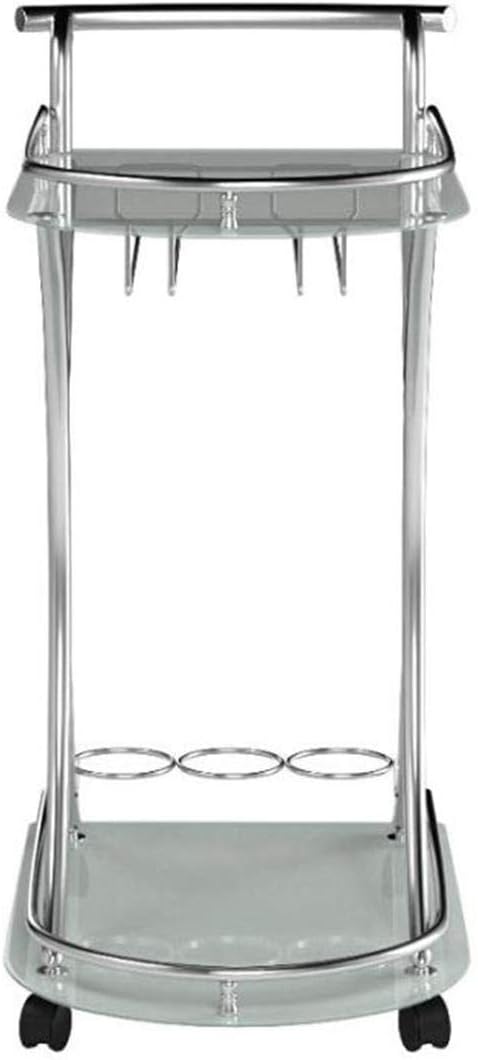 Chrome and White Serving Cart with 2 Frosted Glass Shelves L878592