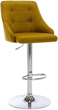 Yellow Adjustable Fabric Swivel Barstool with Back C3648