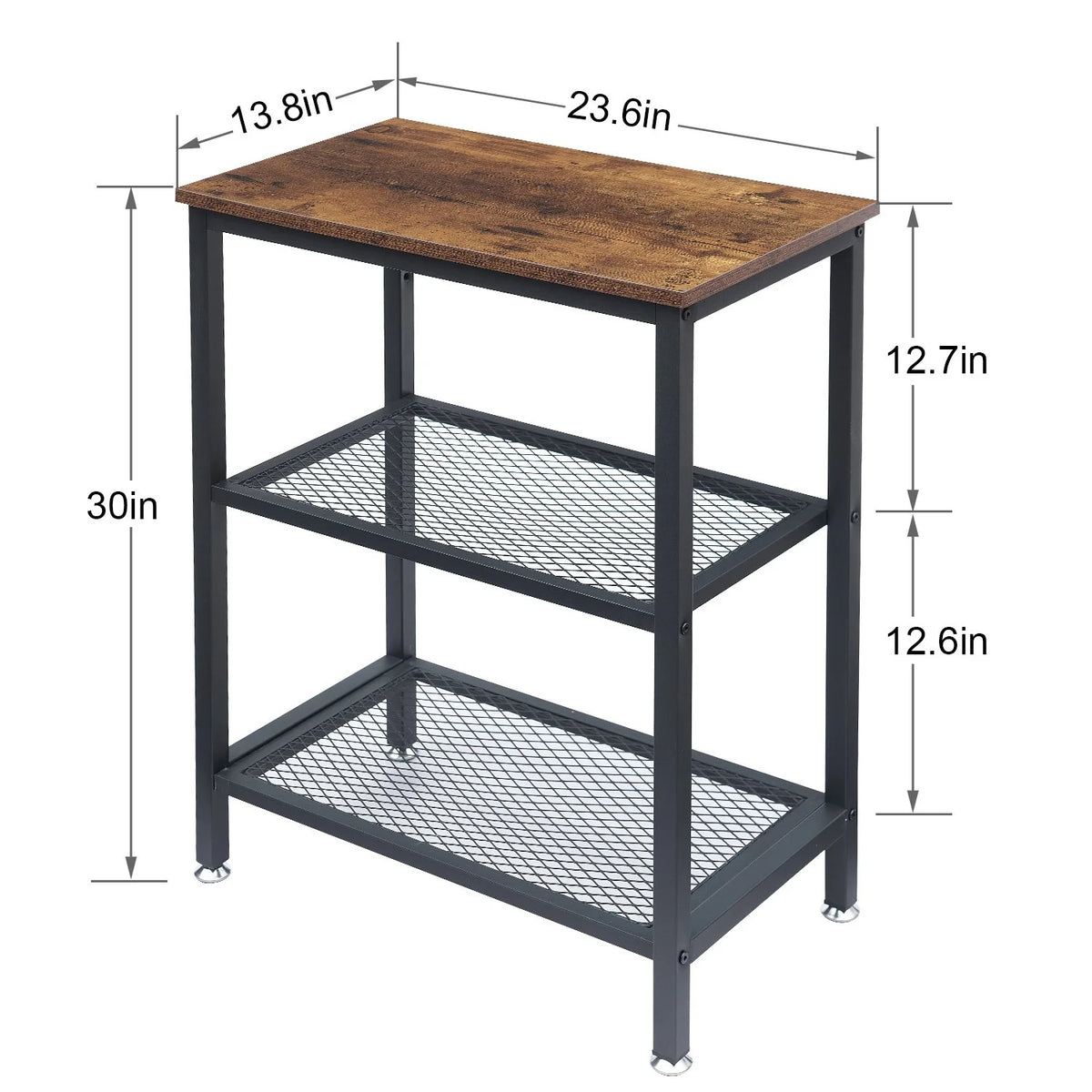 Brown 3-Tier Open Shelves Nightstand, Set of 2 F851793
