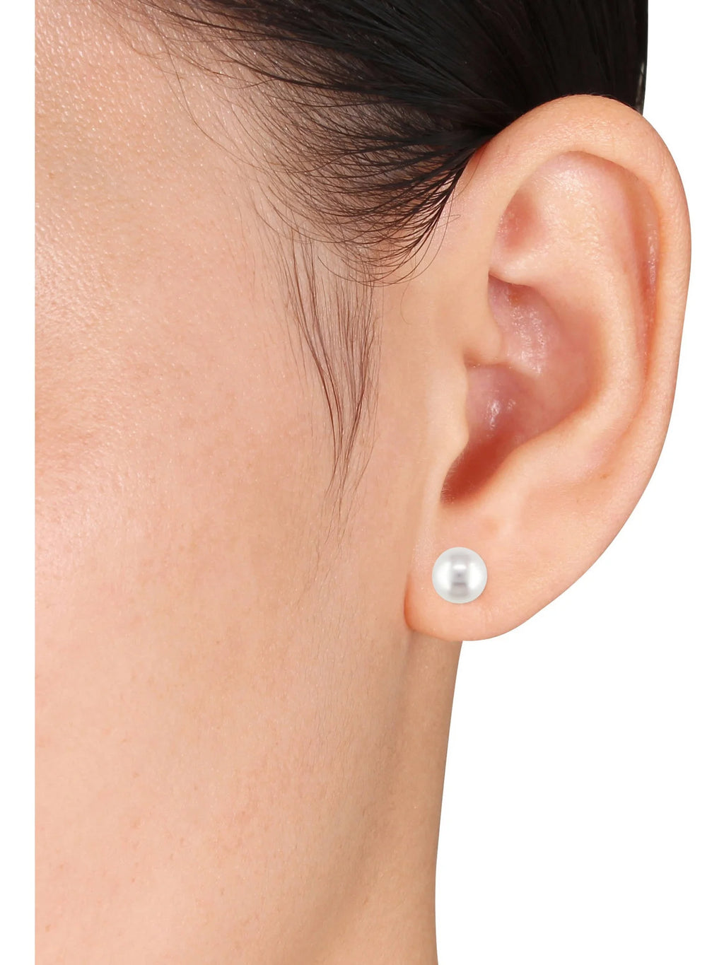 White Round Cultured Pearl 14kt Yellow Gold Stud Earrings T19487
