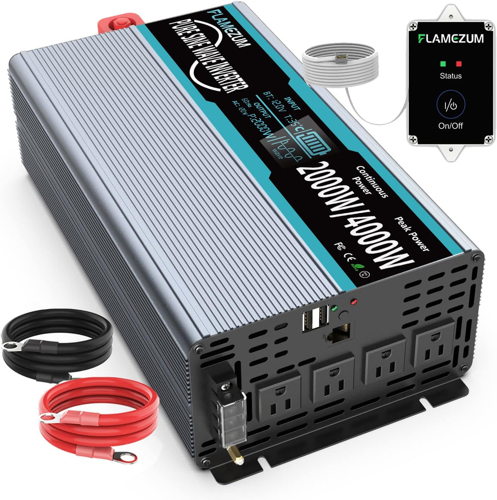 Power Inverter Pure Sine Wave 1200 Watt 12V DC to 110V AC Converter with 2 USB Port L636355