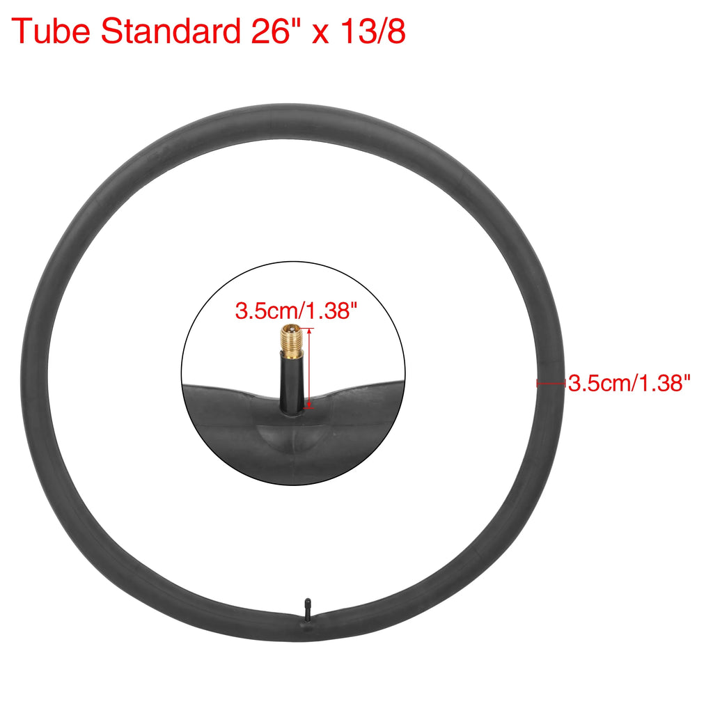 2 Pcs Black Bicycle Inner Tube 26" x 13/8 Rubber Y788434